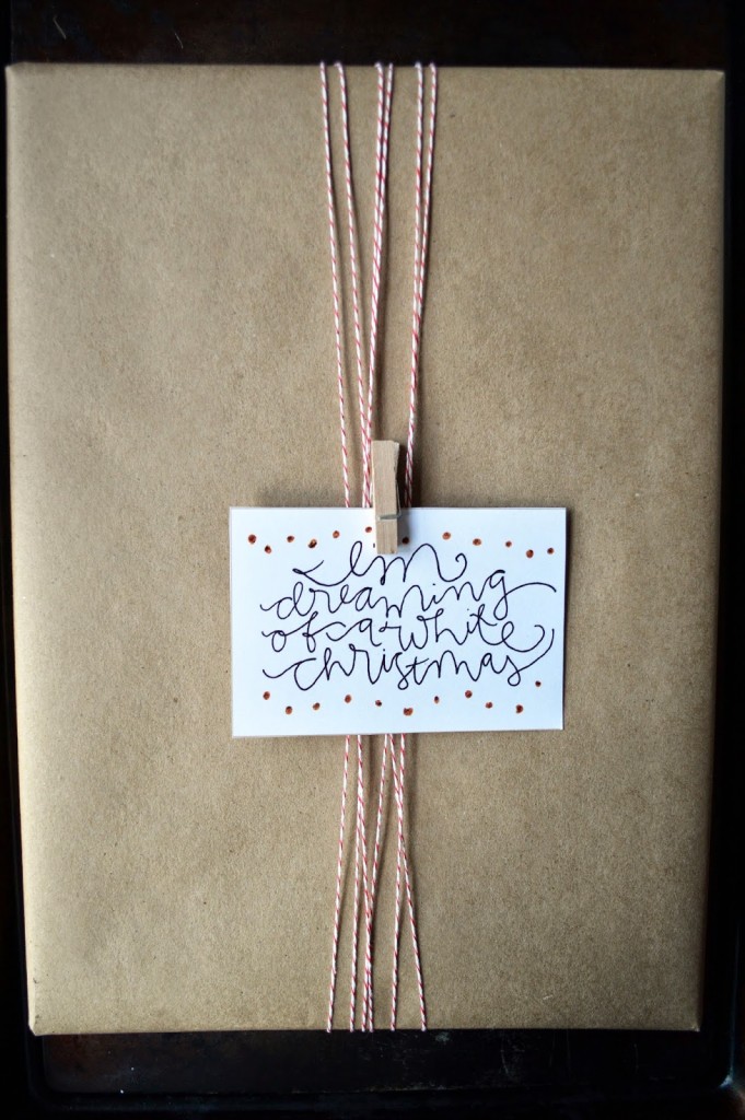 baker's twine and clothespin wrapping