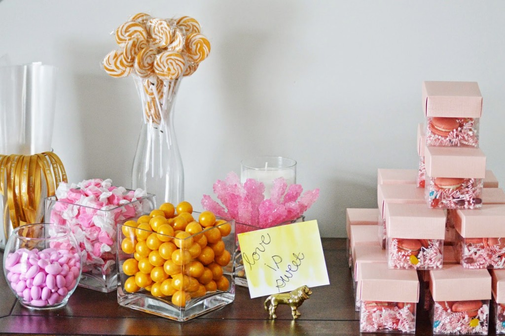 pink and gold candy buffet