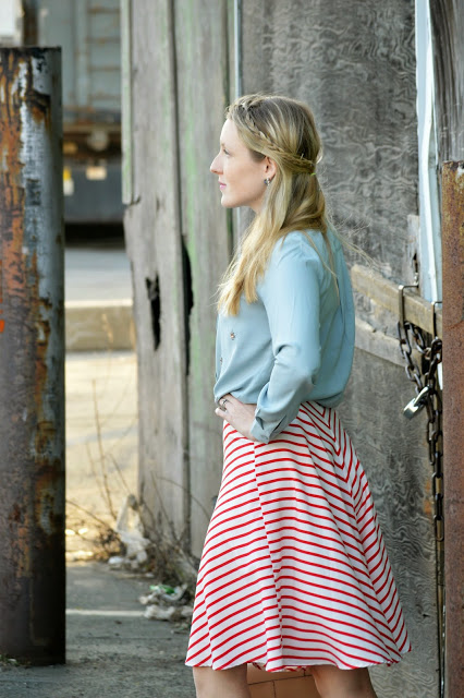 striped a-line skirt