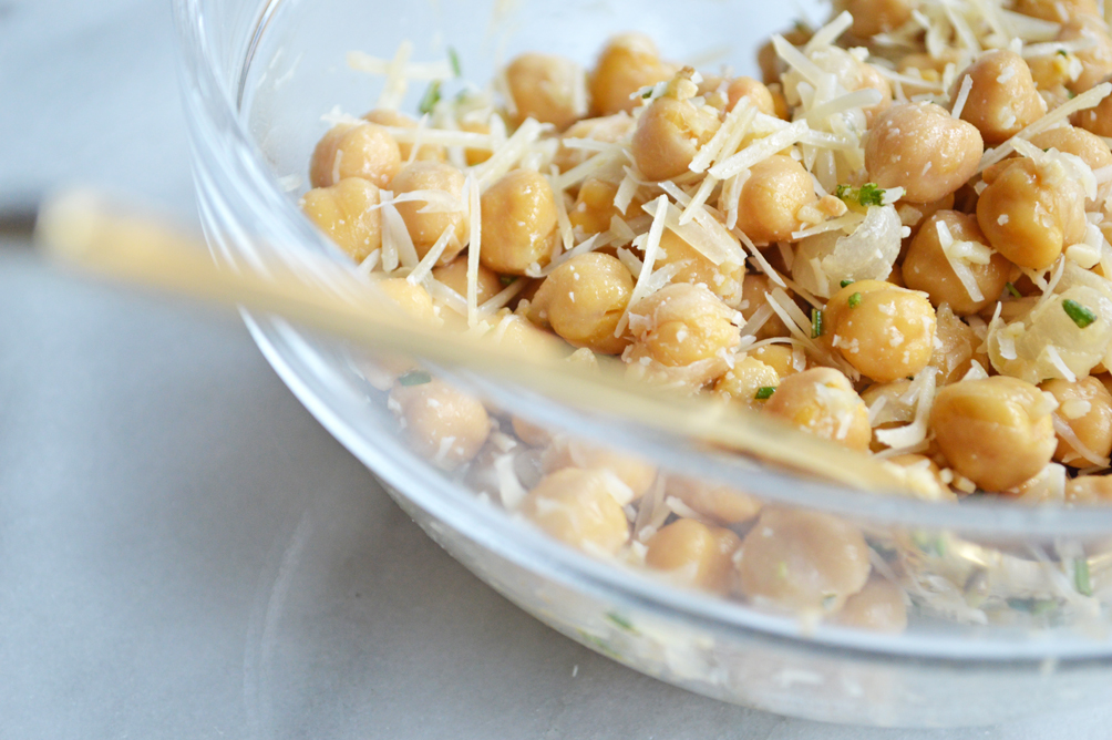 chickpeas seasoned with parmesan and rosemary