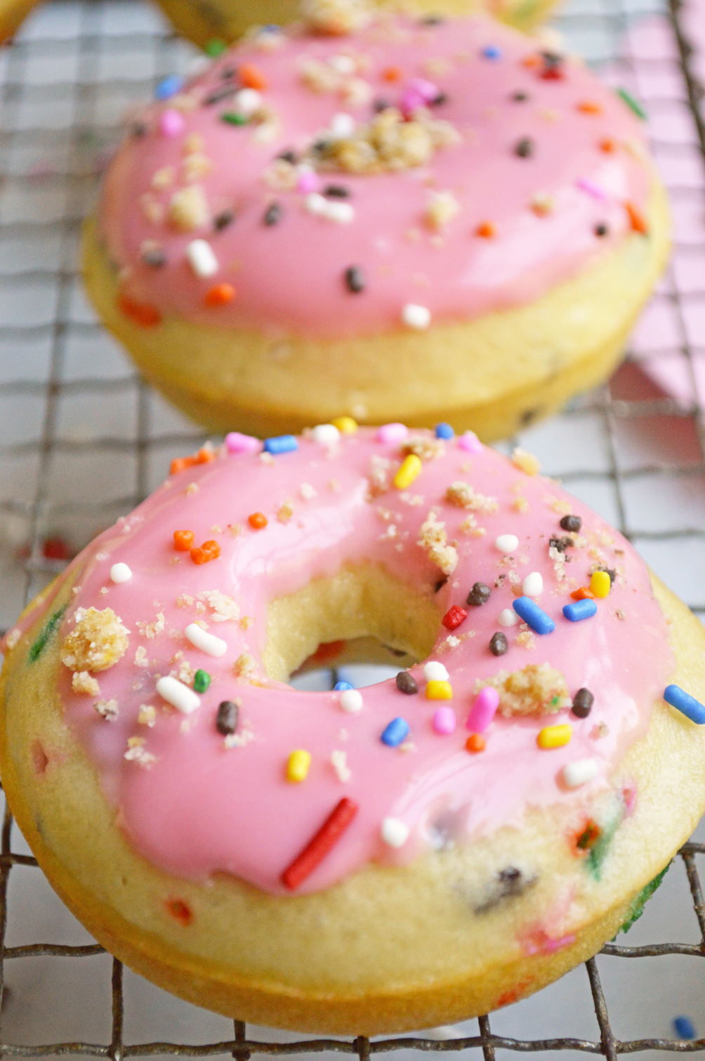 pink glazed sprinkles birthday doughnuts