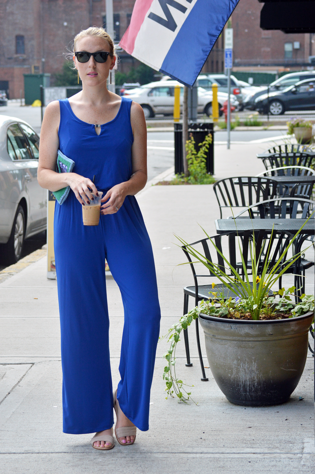 ankle length jumpsuit with suede J.Crew flats