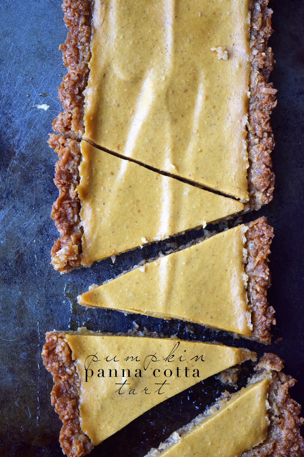 pumpkin panna cotta tart with gingerbread crust