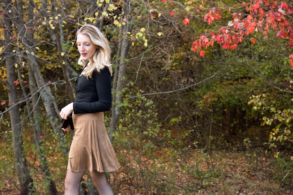 tan suede skirt for fall