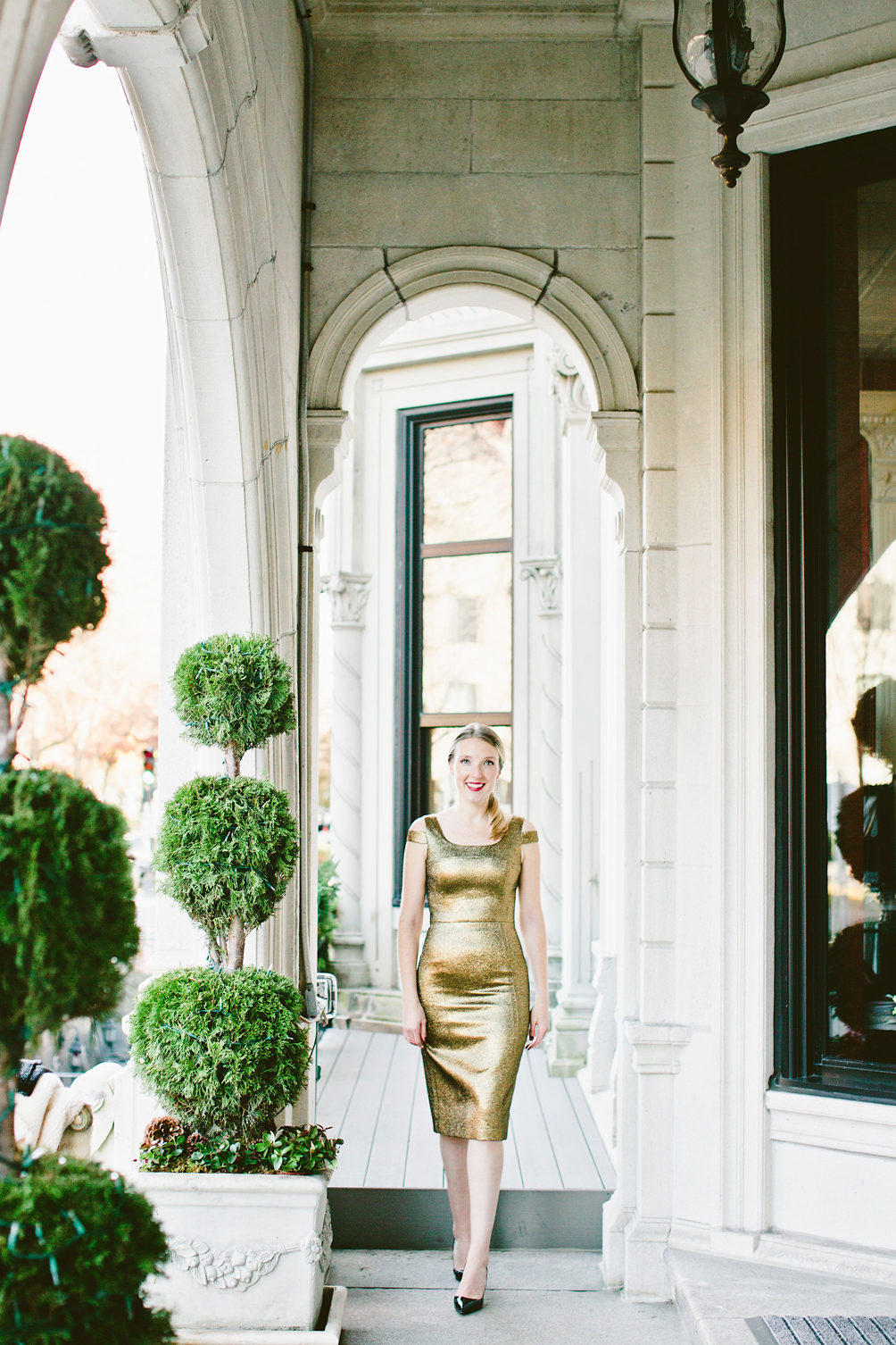 gold metallic dress for New Year's Eve outfit inspiration