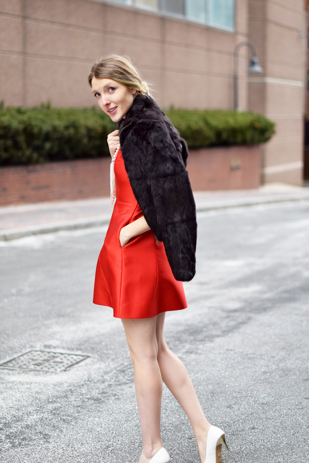 little red dress, fit and flare by Kate Spade