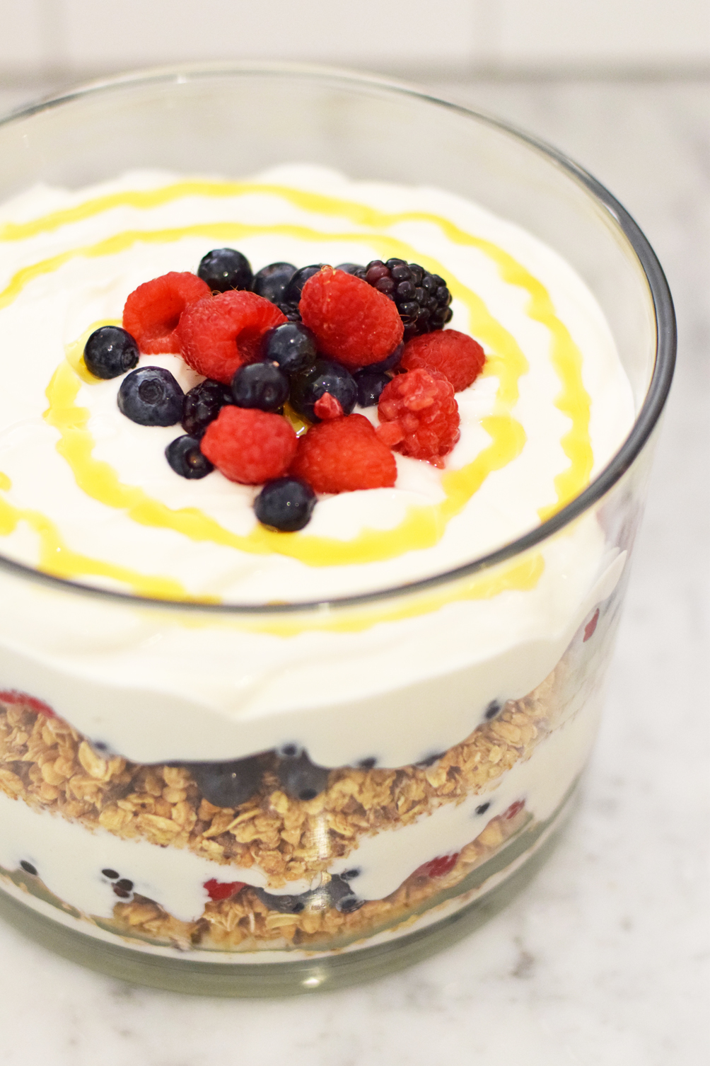 granola yogurt trifle recipe - one brass fox