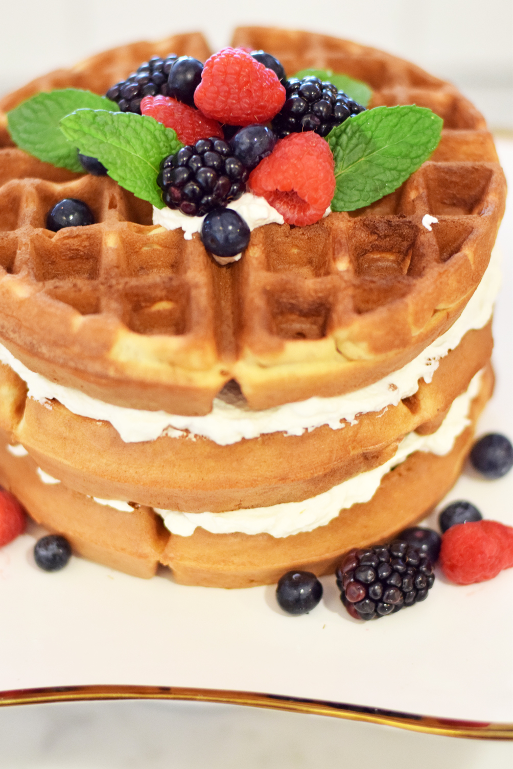 fruit covered waffle cake - one brass fox