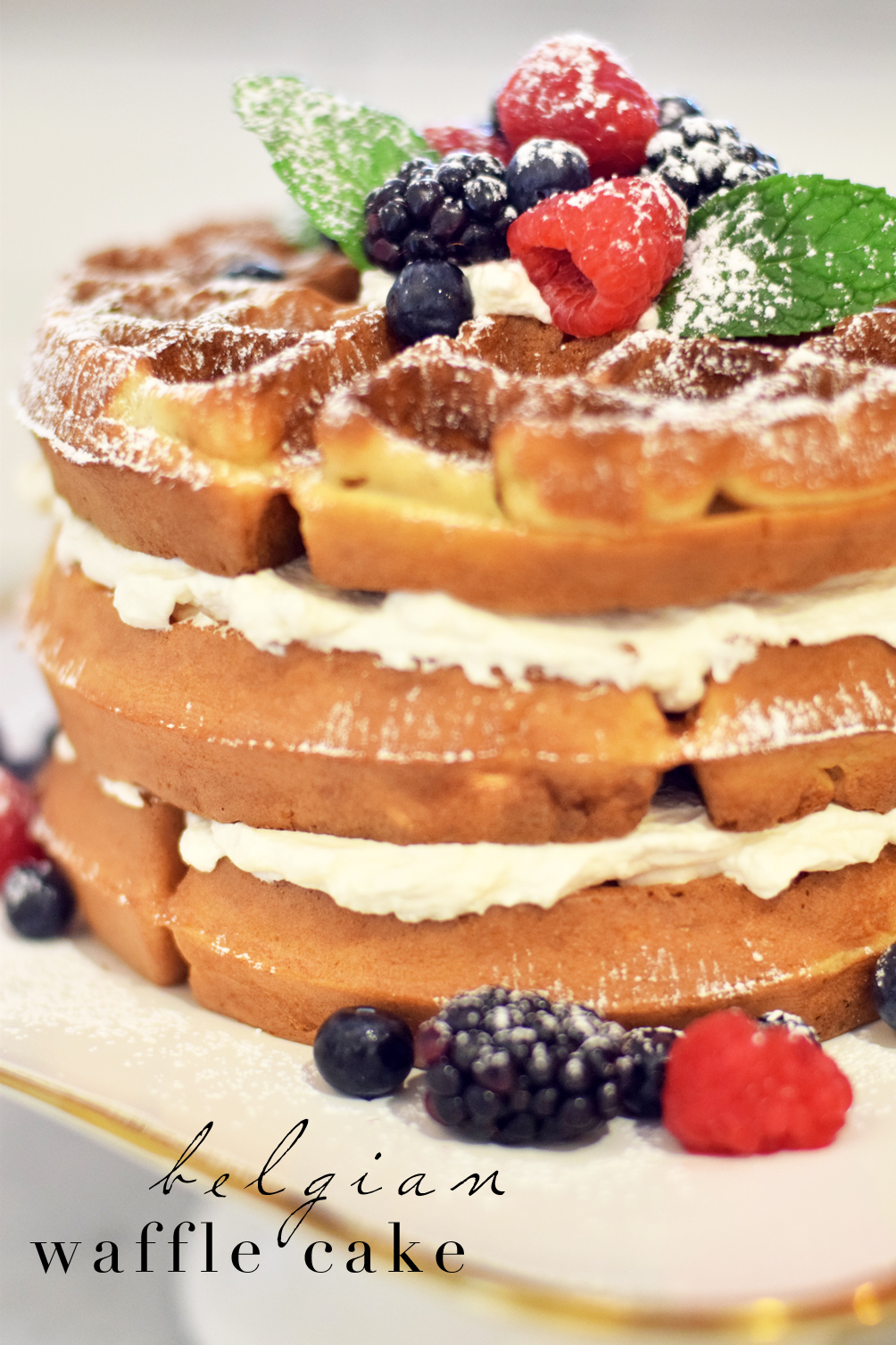 easy belgian waffle cake brunch recipe