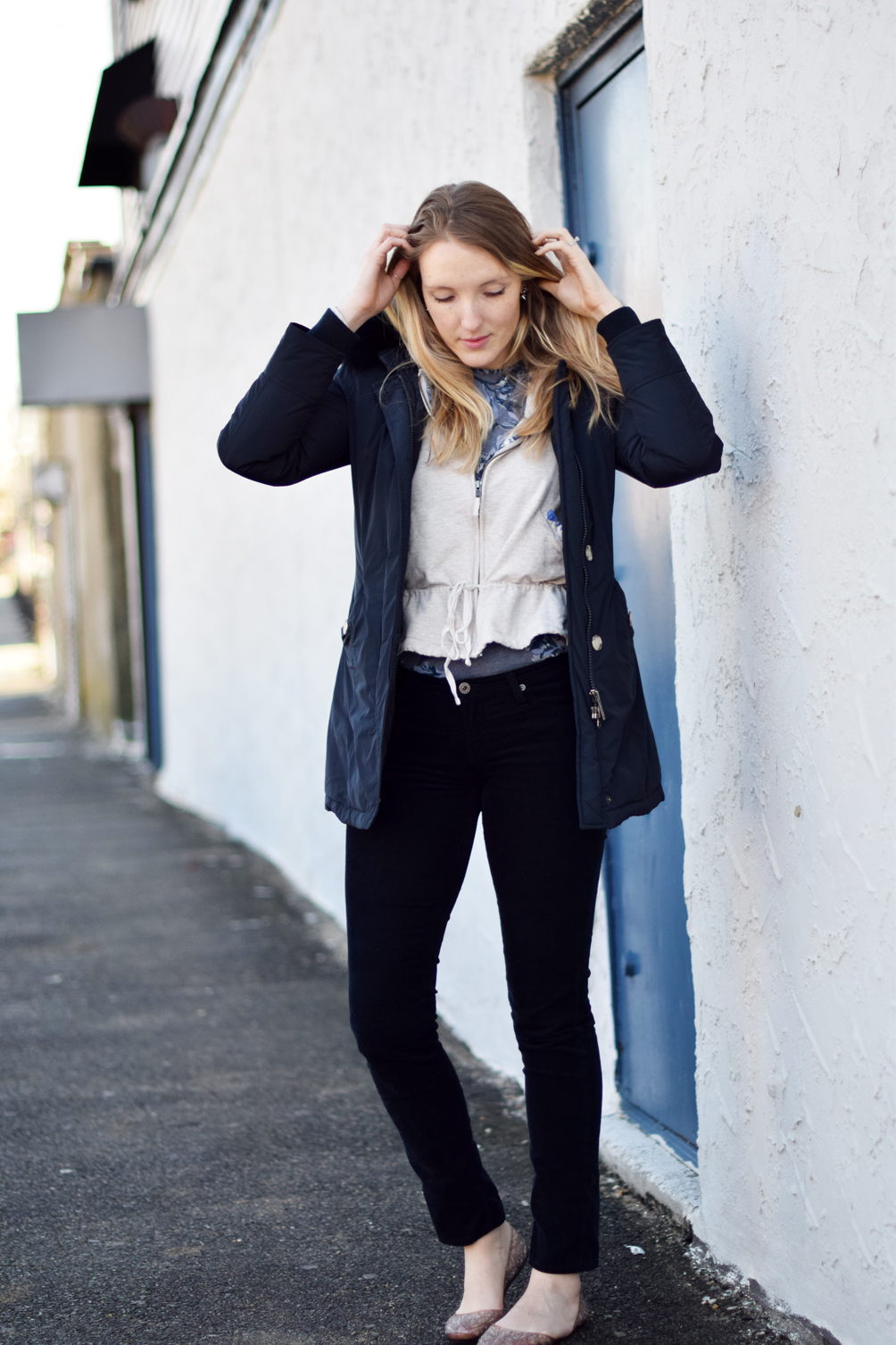 layered winter style in navy and black - one brass fox