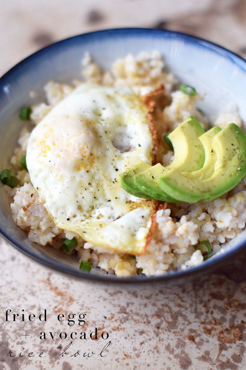 fried egg avocado rice bowl - One Brass Fox - One Brass Fox