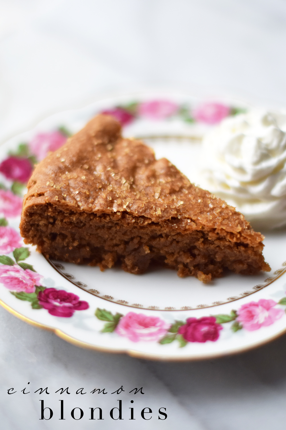 easy dessert recipe for cinnamon blondies - one brass fox