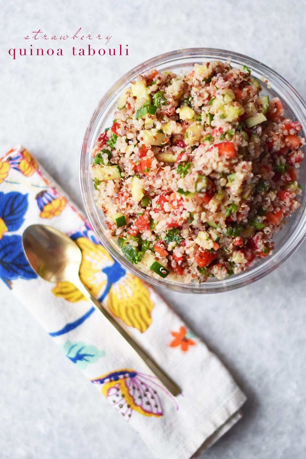 strawberry quinoa tabouli recipe - one brass fox