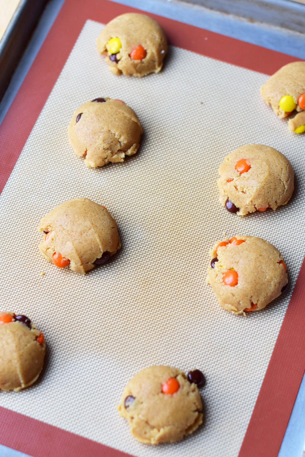 reeses pieces peanut butter cookies recipe - one brass fox