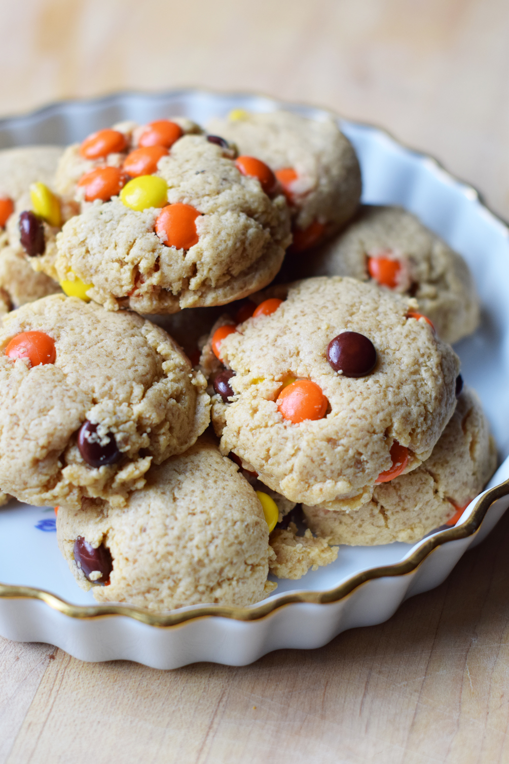 reeses pieces peanut butter cookies recipe - one brass fox