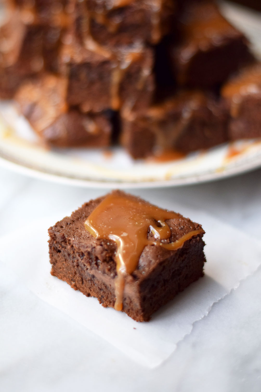 salted caramel nutella brownies are an easy and decadent chocolate dessert recipe from Leslie Musser of one brass fox