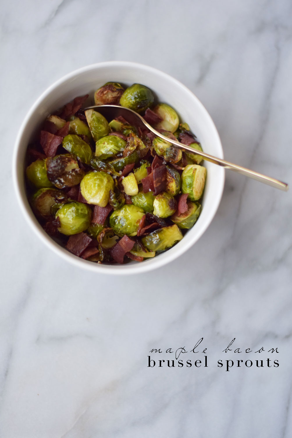 easy and healthy recipe for maple bacon brussel sprouts from Leslie Musser on one brass fox