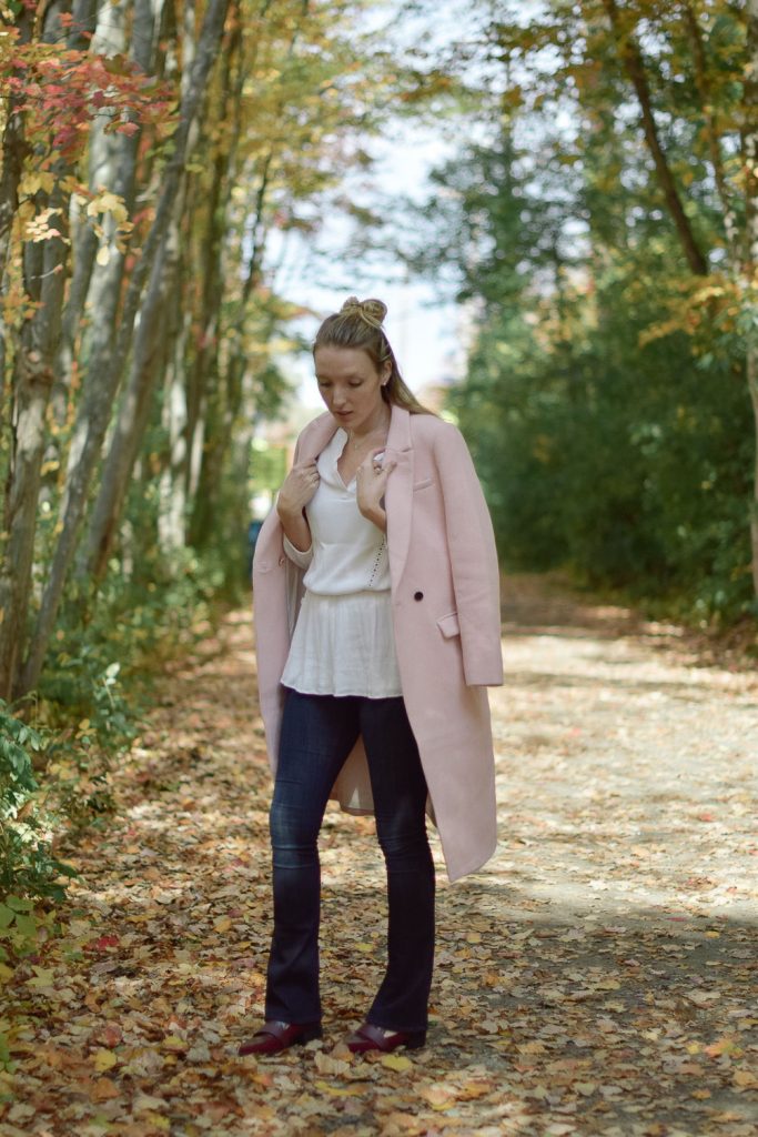 blush wool coat from fall into winter One Brass Fox