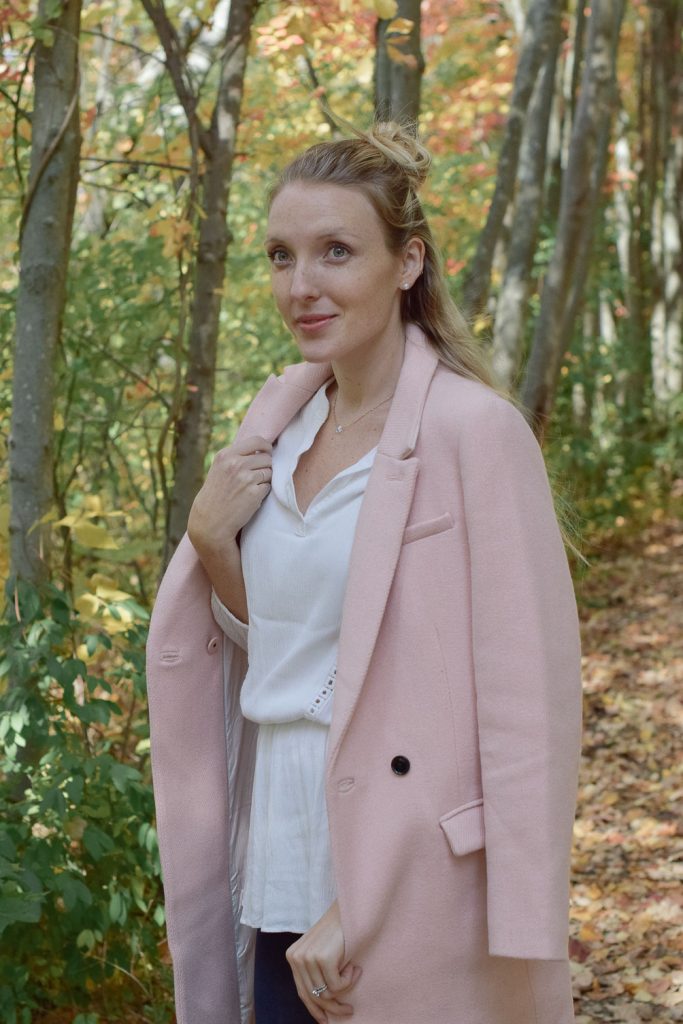 blush wool coat from fall into winter One Brass Fox