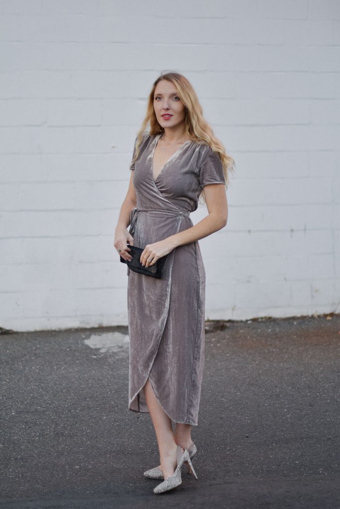 metallic holiday dress