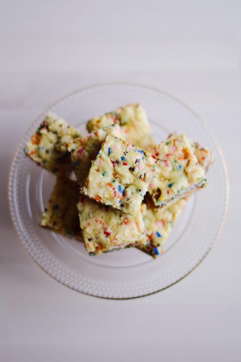 sharing an easy and colorful Valentine's Day dessert treat of cake batter blondies