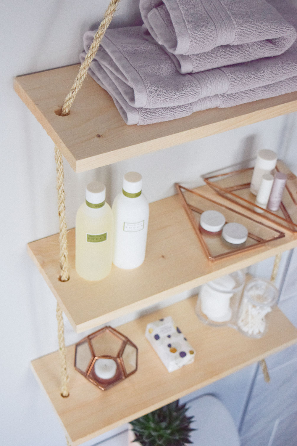 sharing an idea to update home decor with diy hanging shelves for bathroom storage