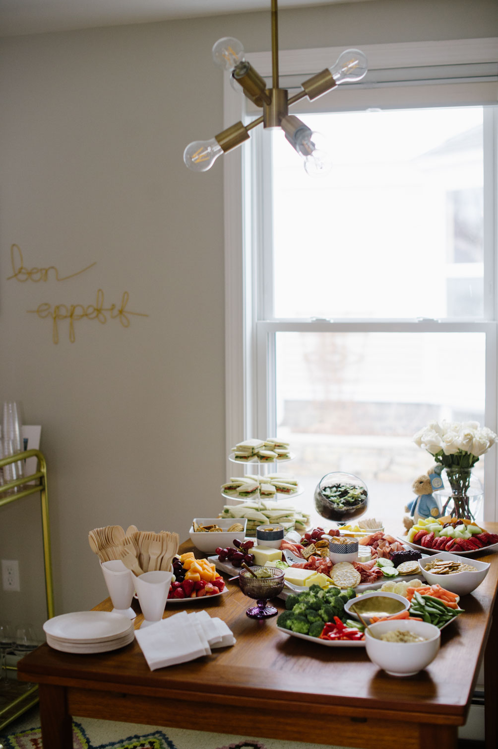 cactus and llama spring brunch baby boy shower food display