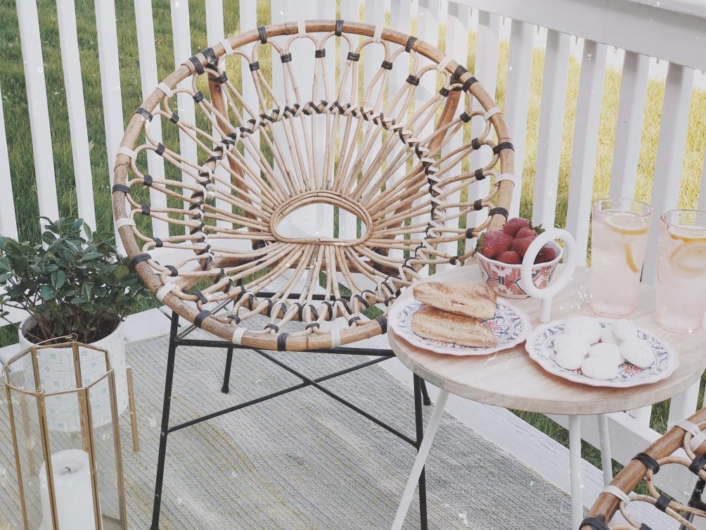 sharing our modern summer outdoor oasis with bohemian furniture pieces from Article