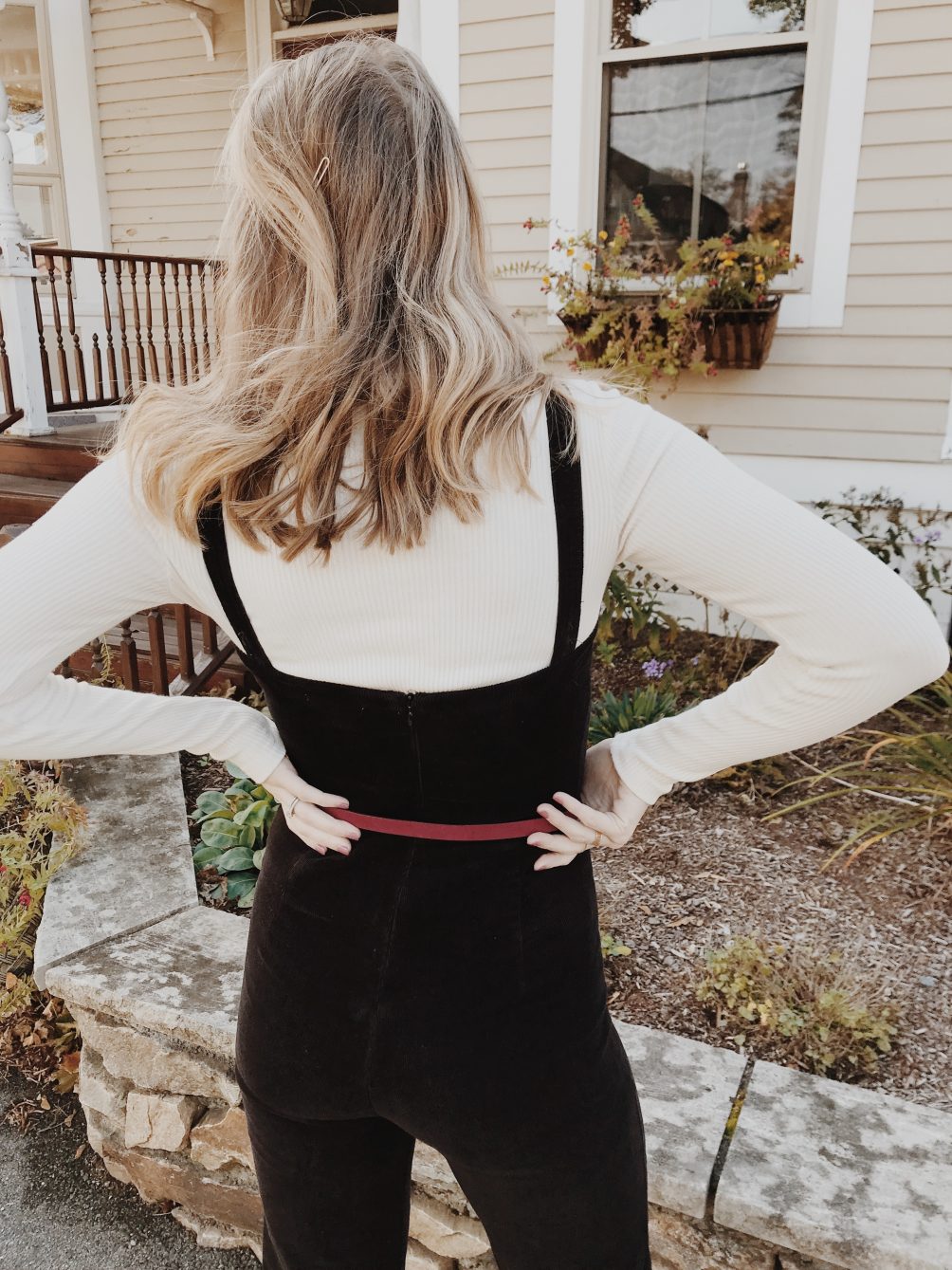styling an easy, comfortable, chic holiday party outfit with LACAUSA featuring a jumpsuit and turtleneck