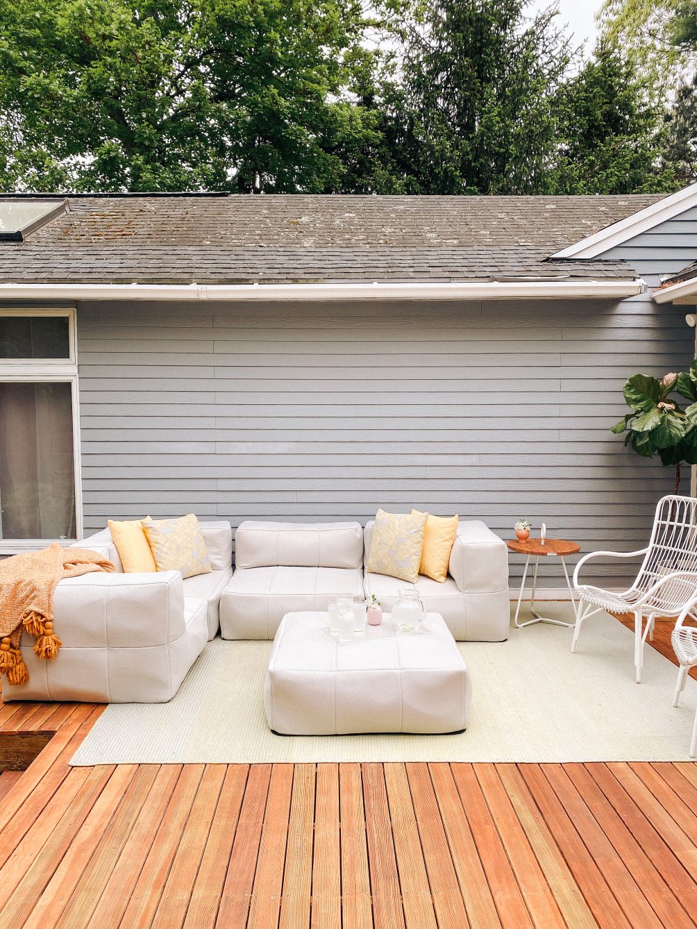 backyard deck design with Article furniture for summer in quarantine