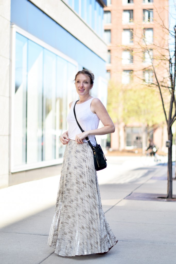 pleated metallic maxi skirt - One Brass Fox