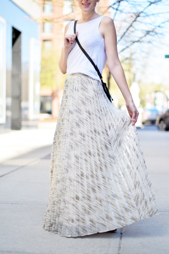 pleated metallic maxi skirt - One Brass Fox