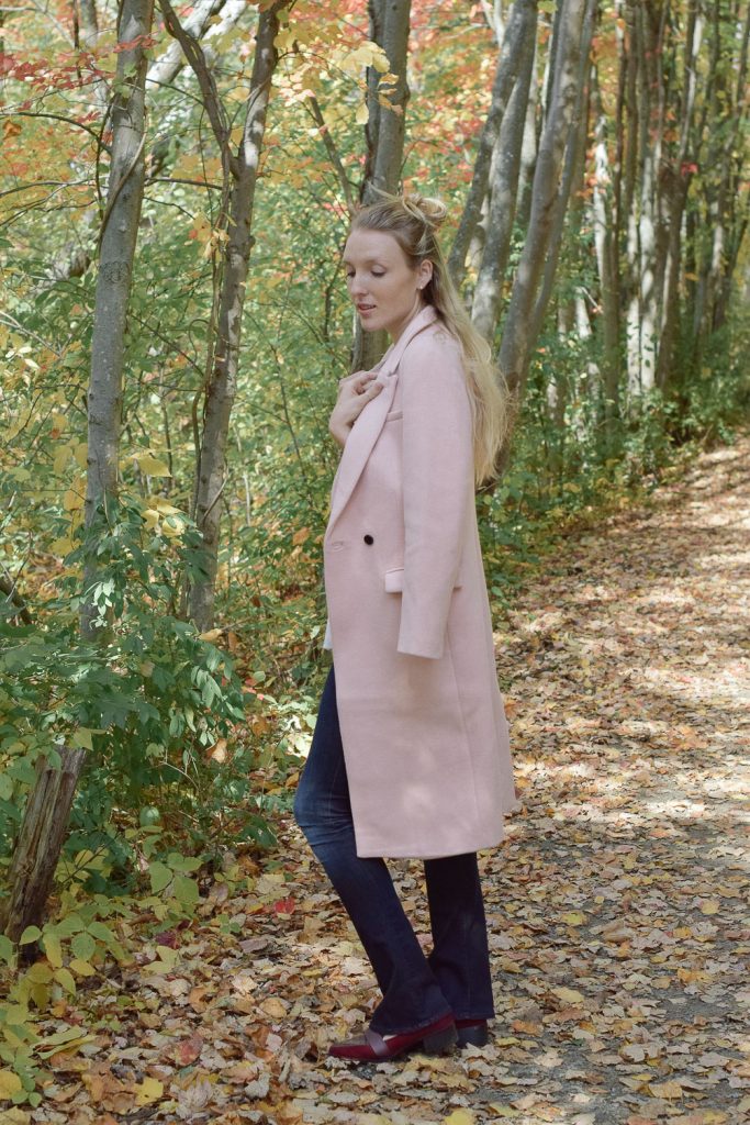 blush wool coat from fall into winter - One Brass Fox