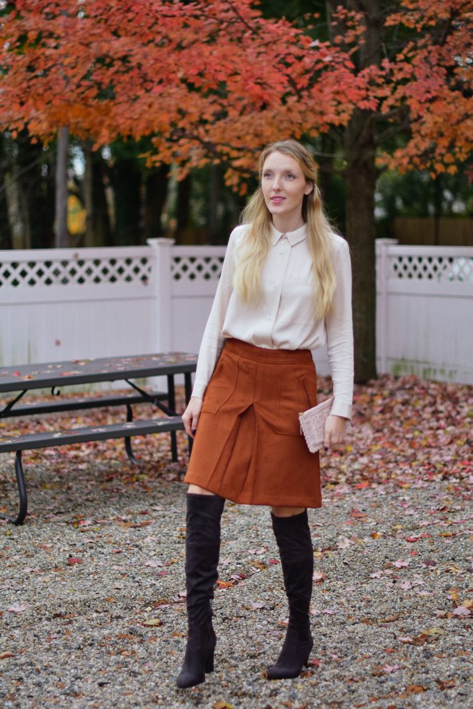 rust suede skirt - One Brass Fox