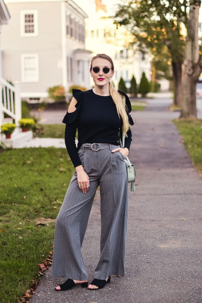 pinstripe trousers - an office party look - One Brass Fox