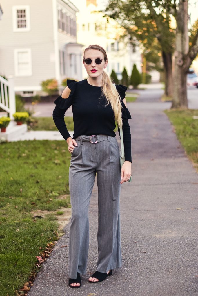 pinstripe trousers - an office party look - One Brass Fox