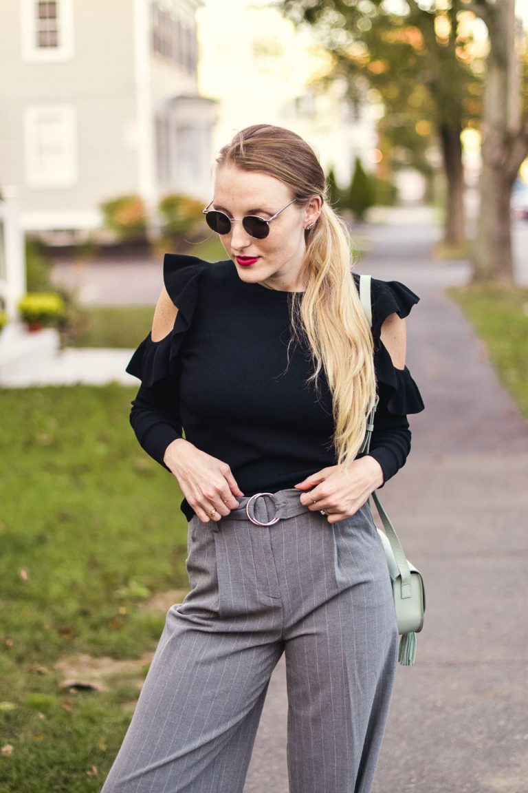 pinstripe trousers - an office party look - One Brass Fox