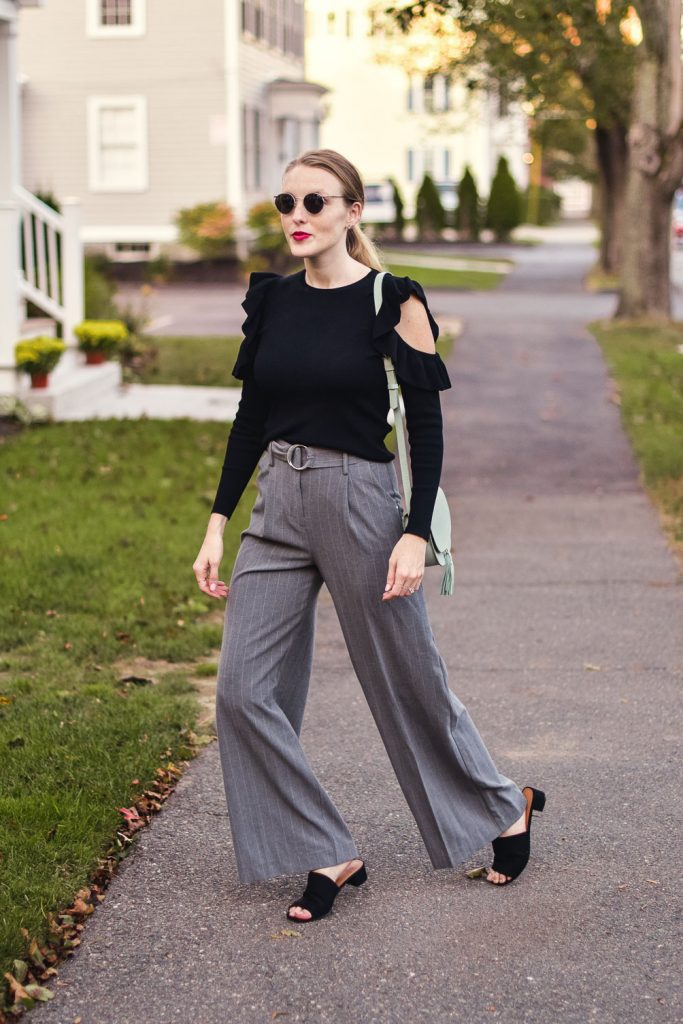 pinstripe trousers - an office party look - One Brass Fox